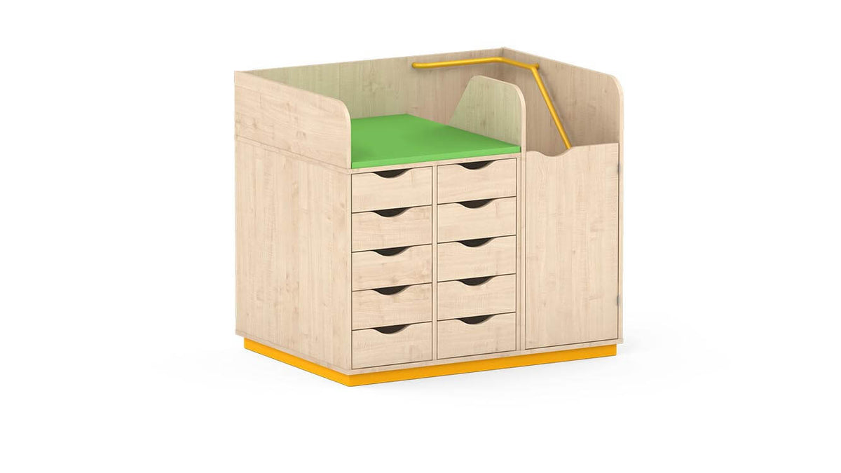 Wickeltisch mit Schubladen und Treppen inkl. Wickelauflage versch. Farben | Lisel