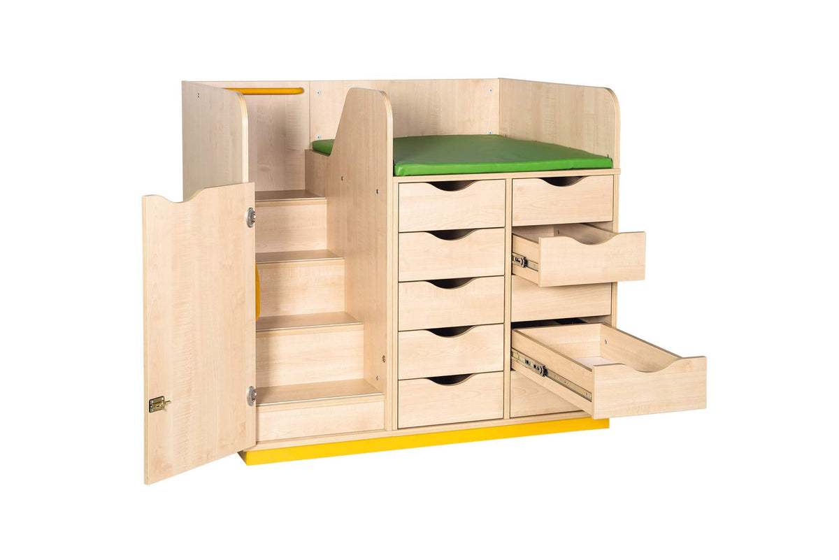 Wickeltisch mit Schubladen und Treppen inkl. Wickelauflage versch. Farben | Lisel